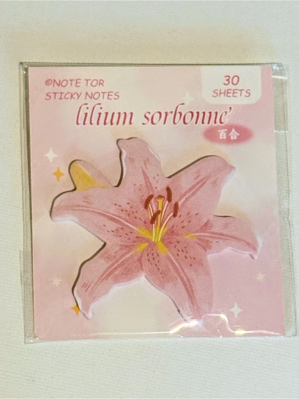 Pink Floral Sticky Notes & Pen Set - Lilium Sorbonne & Cotton Rose - nwot